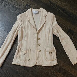St. John Vintage Beige Textured Blazer 2
